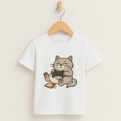 Chill Gamer Cat – Kids Funny Gaming T-Shirt 🐱🎮