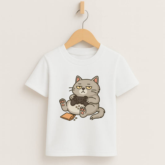 Chill Gamer Cat – Kids Funny Gaming T-Shirt 🐱🎮