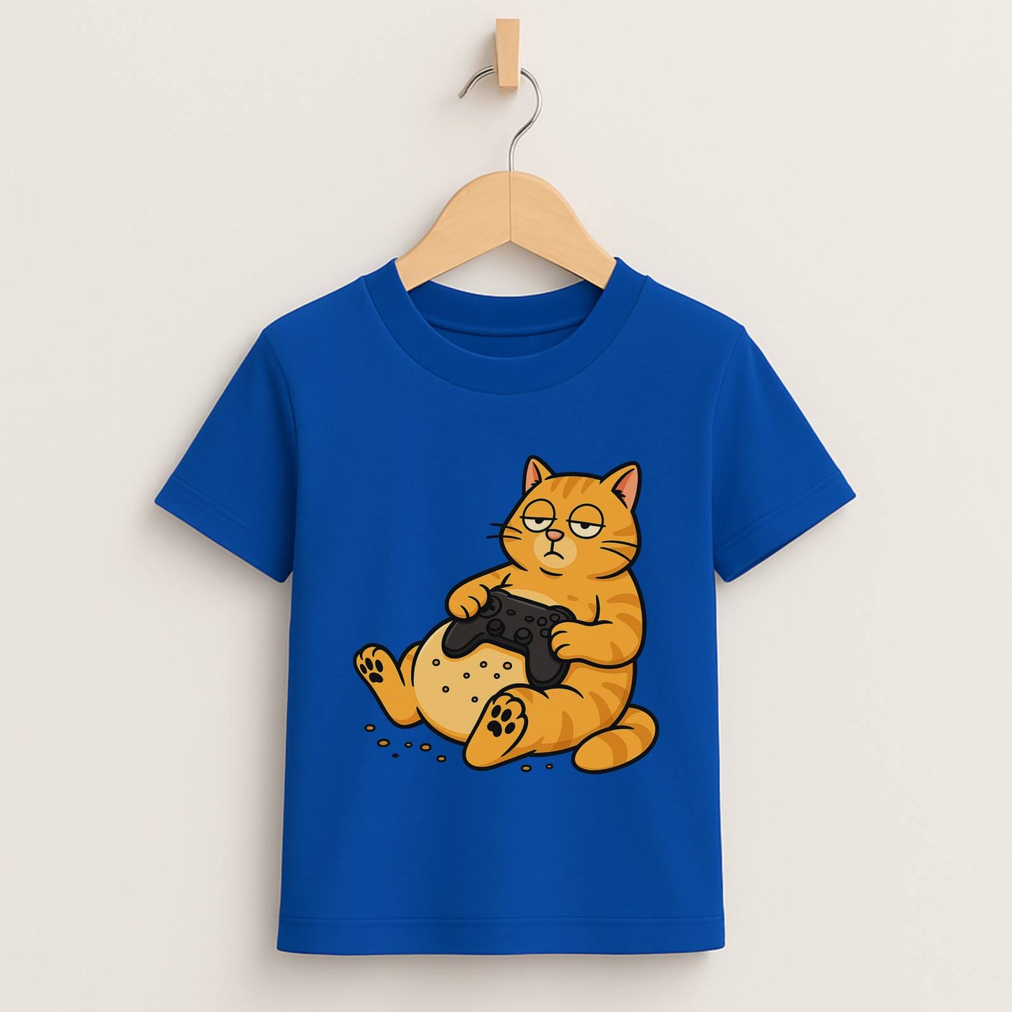 Lazy Gamer Cat – Kids Funny Gaming T-Shirt 🐱🎮