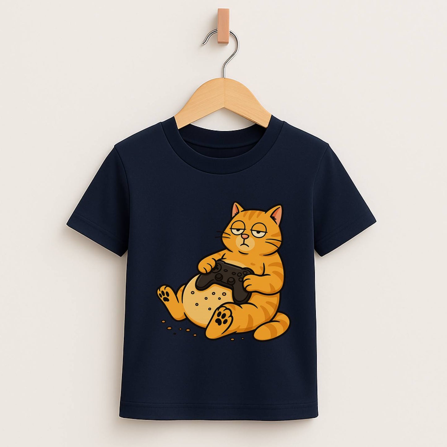 Lazy Gamer Cat – Kids Funny Gaming T-Shirt 🐱🎮