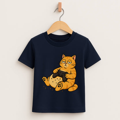 Lazy Gamer Cat – Kids Funny Gaming T-Shirt 🐱🎮