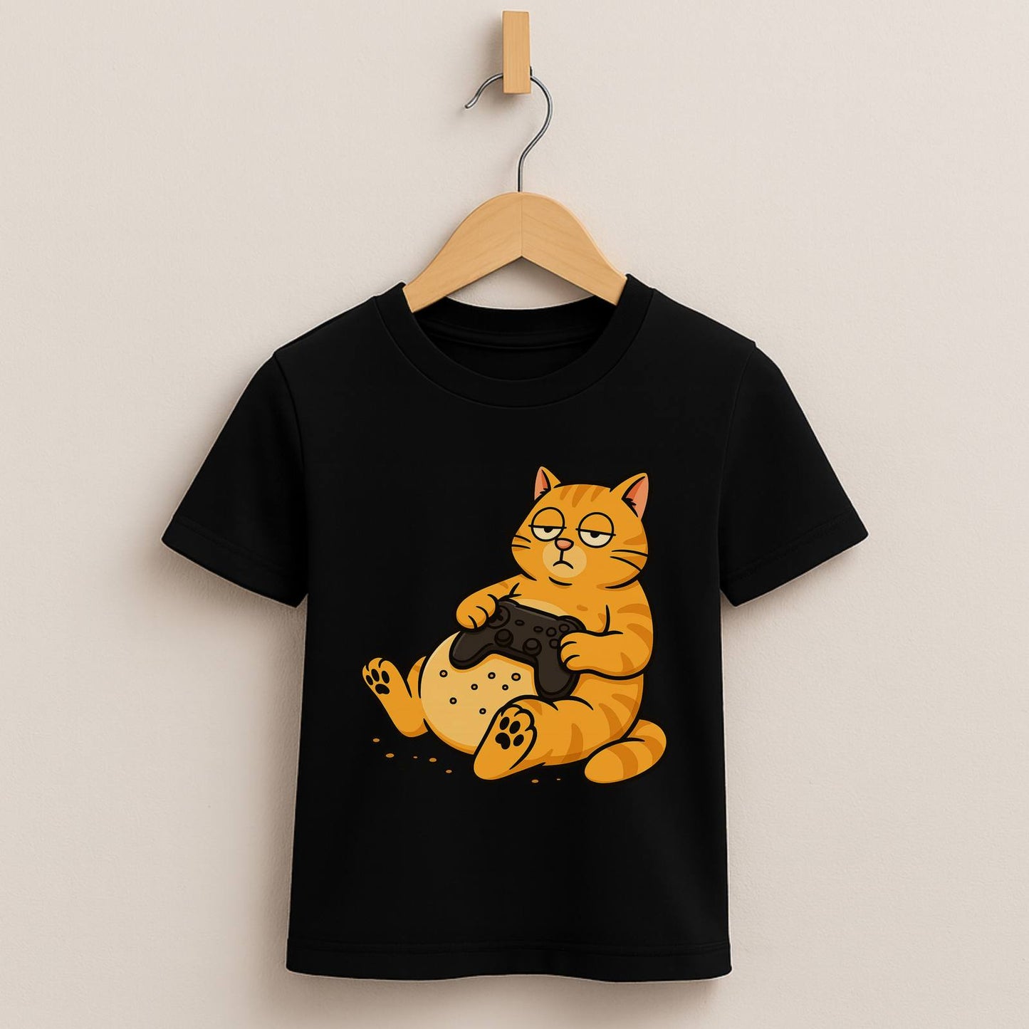 Lazy Gamer Cat – Kids Funny Gaming T-Shirt 🐱🎮