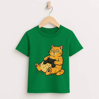 Lazy Gamer Cat – Kids Funny Gaming T-Shirt 🐱🎮