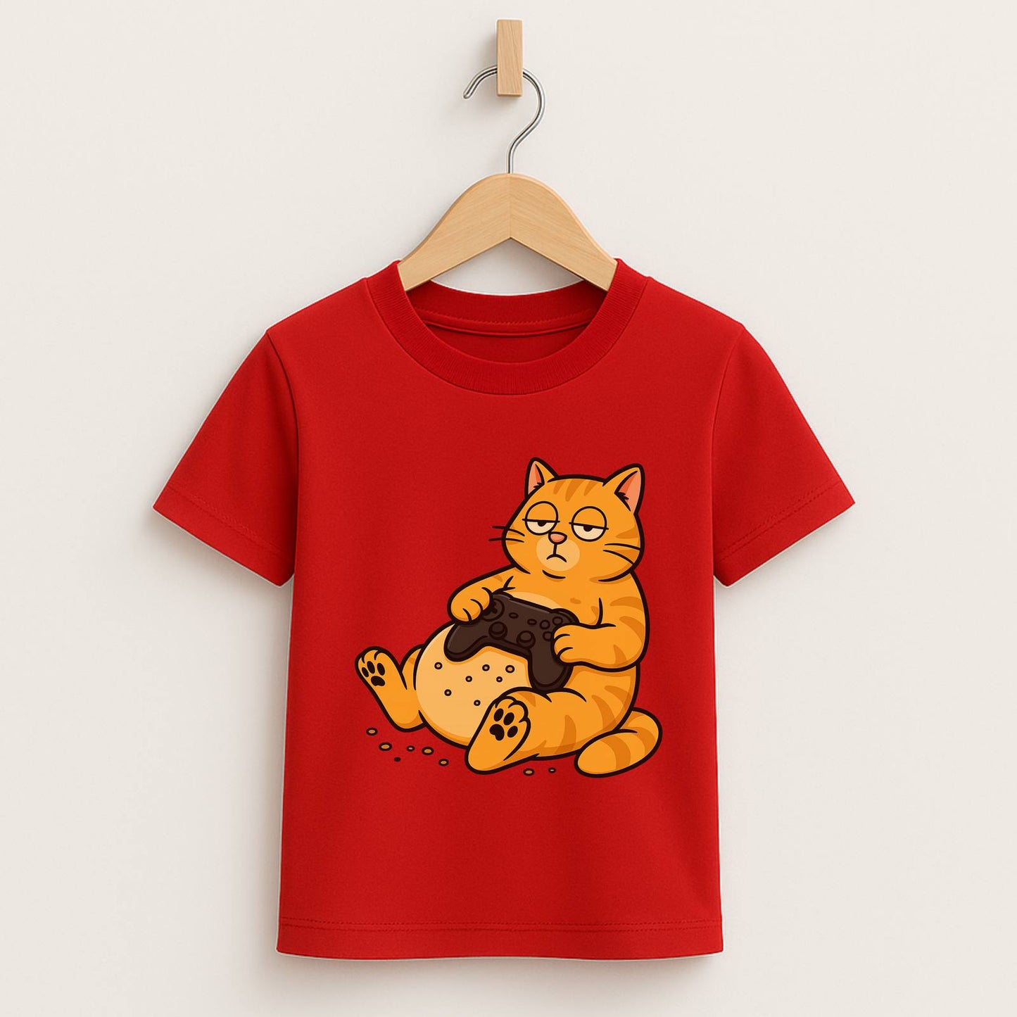 Lazy Gamer Cat – Kids Funny Gaming T-Shirt 🐱🎮