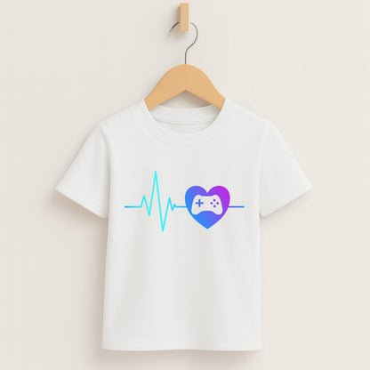 Gamer Heartbeat – Kids Gaming T-Shirt 💙🎮