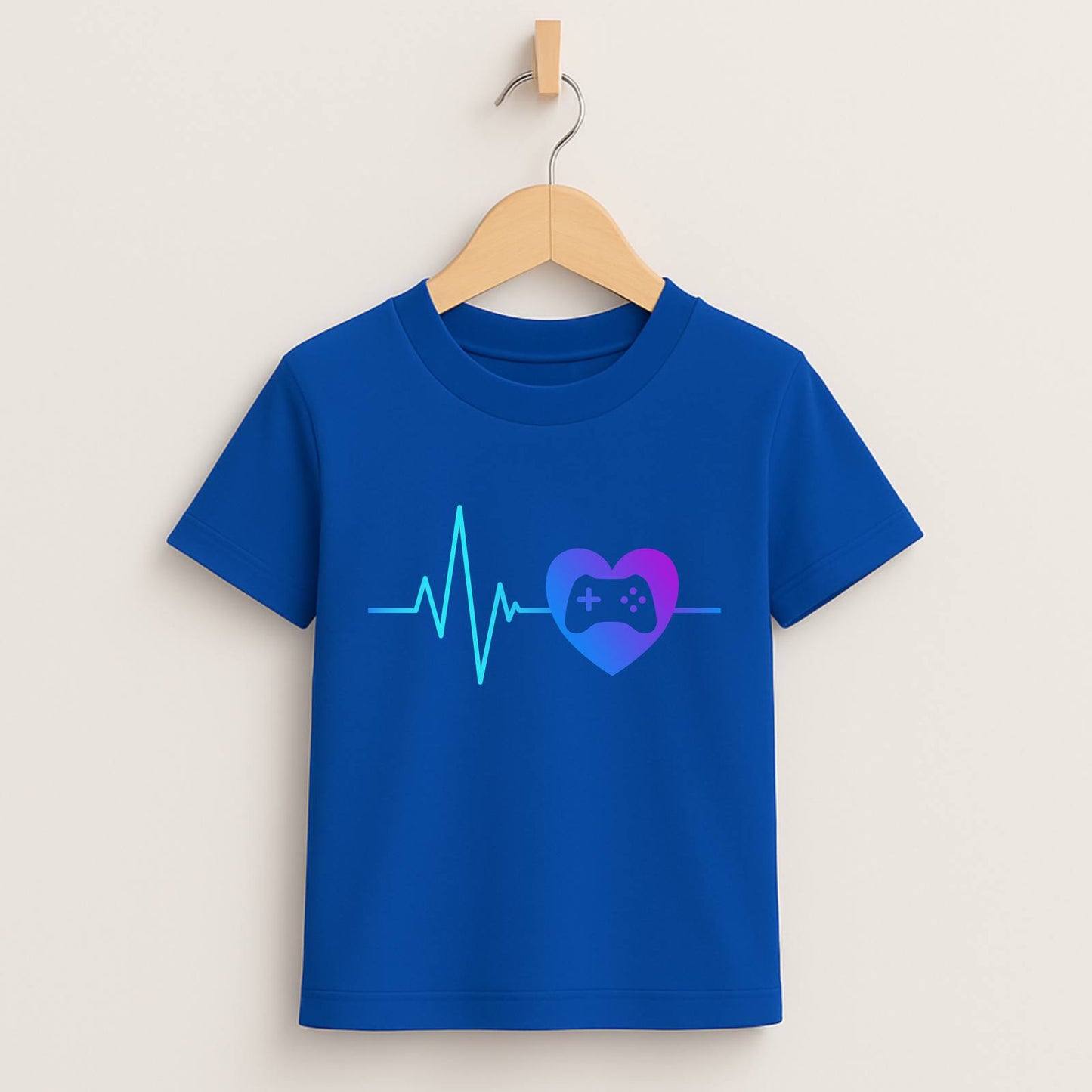 Gamer Heartbeat – Kids Gaming T-Shirt 💙🎮