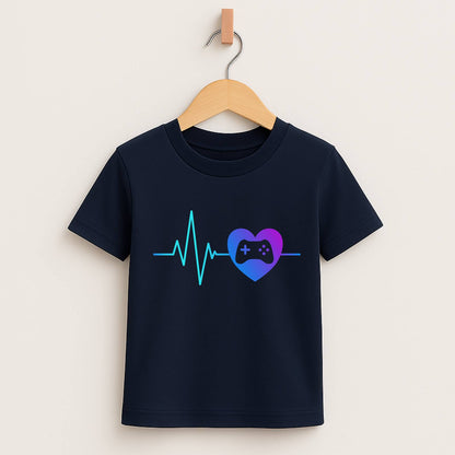 Gamer Heartbeat – Kids Gaming T-Shirt 💙🎮