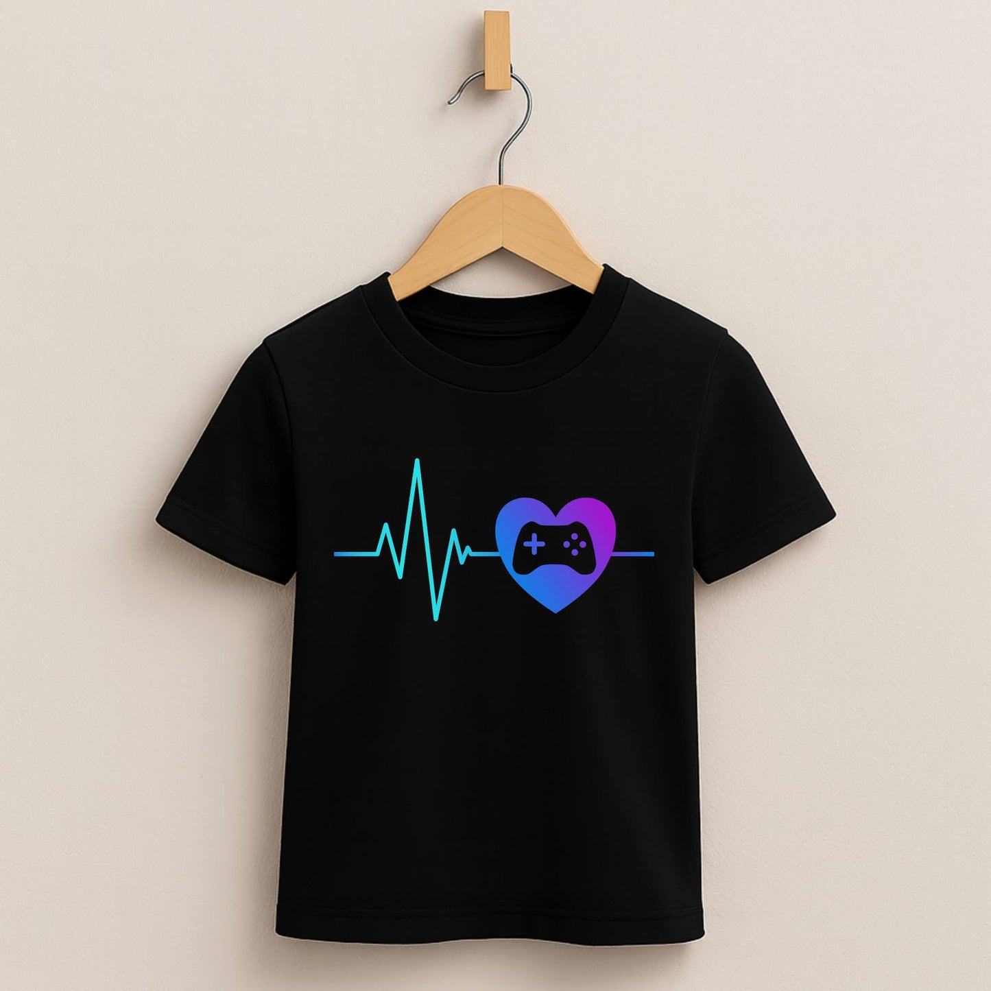 Gamer Heartbeat – Kids Gaming T-Shirt 💙🎮