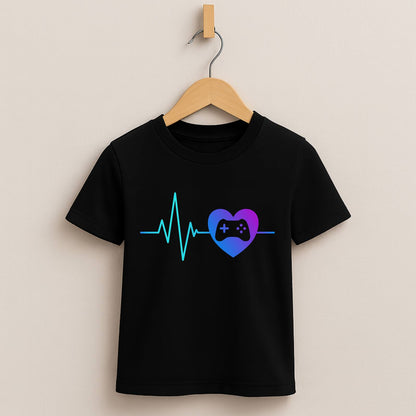 Gamer Heartbeat – Kids Gaming T-Shirt 💙🎮