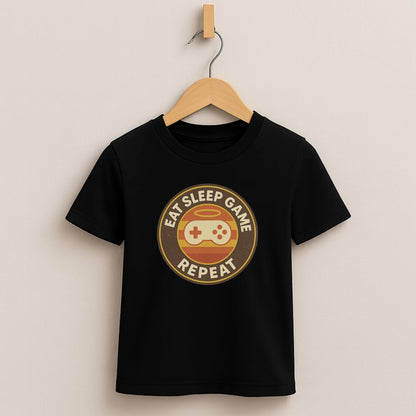 Eat Sleep Game Repeat – Kids Retro Gamer T-Shirt 🎮🕹️
