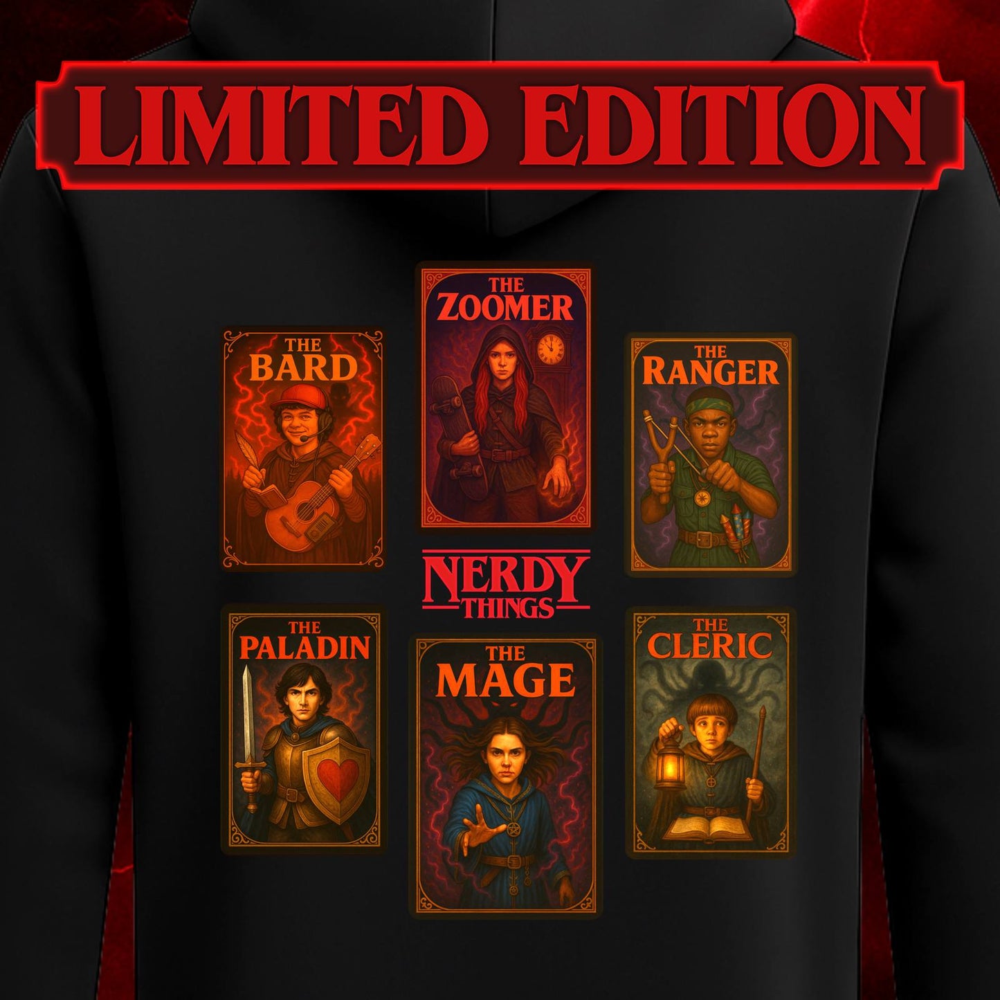 Nerdy Things RPG Character Cards Hoodie | Hooded Sweatshirt