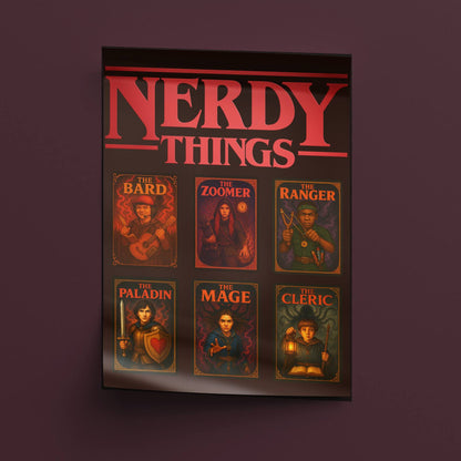 Nerdy Things with Party Rolled Poster - Fantasy Illustration, DnD Wall Art