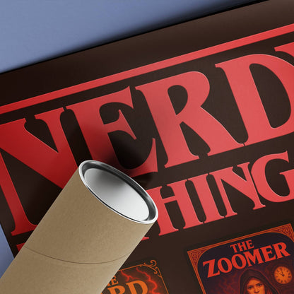 Nerdy Things with Party Rolled Poster - Fantasy Illustration, DnD Wall Art