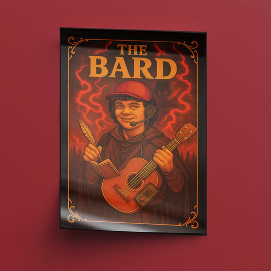 The Bard Rolled Poster - Fantasy Musician Illustration, DnD Wall Art