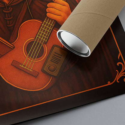 The Bard Rolled Poster - Fantasy Musician Illustration, DnD Wall Art