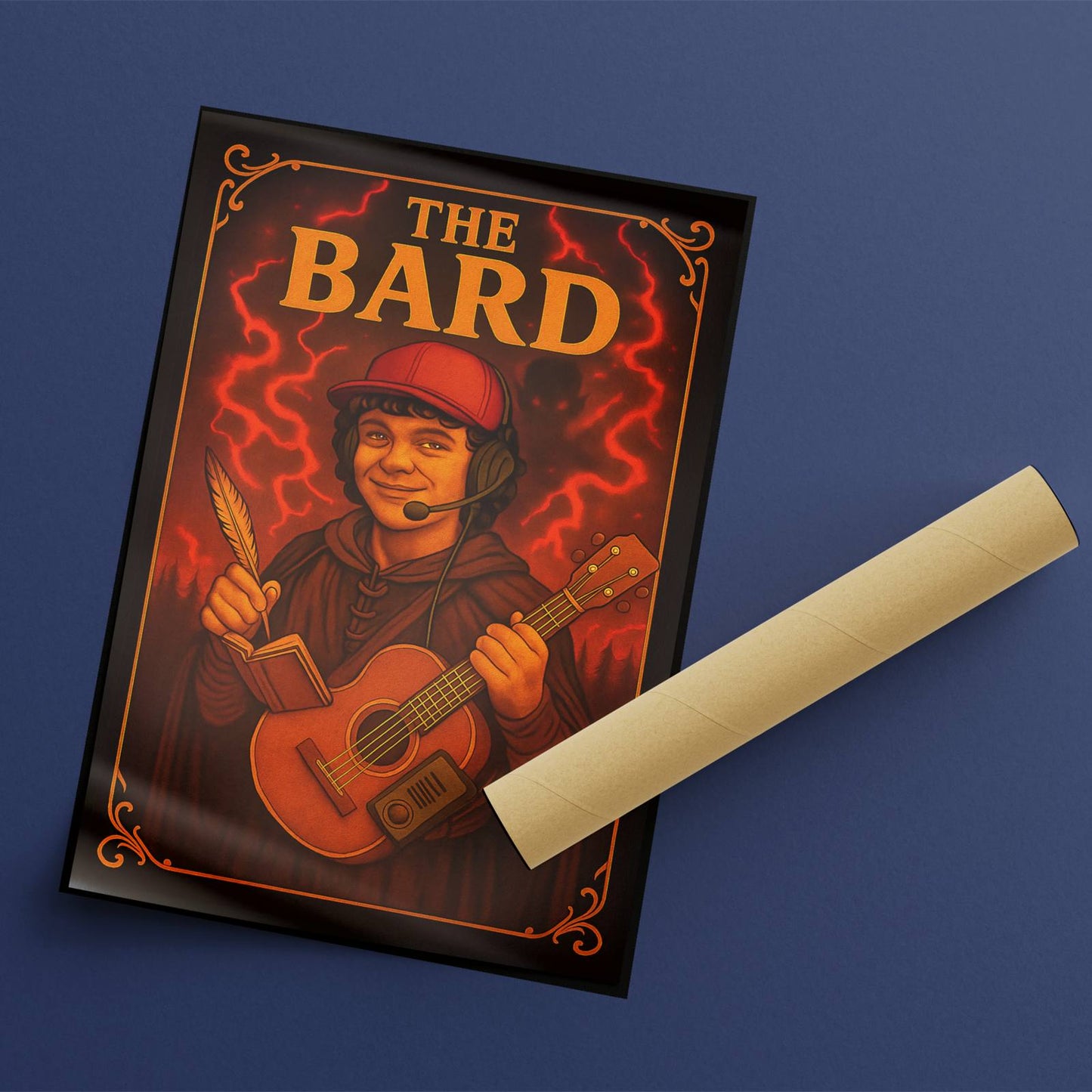 The Bard Rolled Poster - Fantasy Musician Illustration, DnD Wall Art