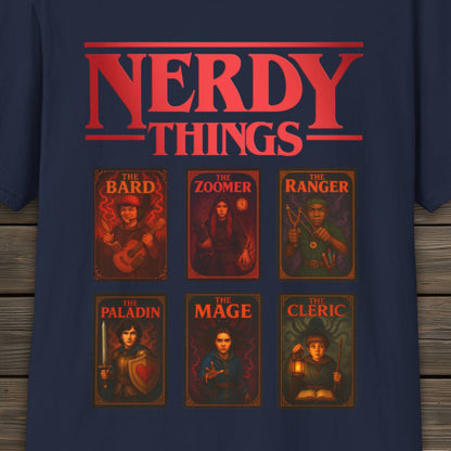 Nerdy Things Full Party T-Shirt | DnD Card Design Tee