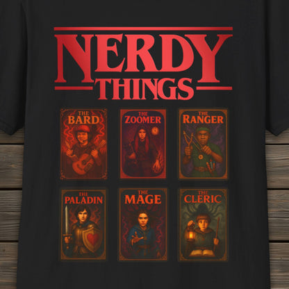 Nerdy Things Full Party T-Shirt | DnD Card Design Tee