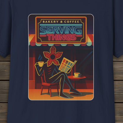 Serving Things - Stranger Things Inspired Unisex Softstyle T-Shirt, TV show T-Shirt, Fan-Made, Trendy, Graphic Tee, Retro Style,