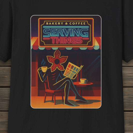 Serving Things - Stranger Things Inspired Unisex Softstyle T-Shirt, TV show T-Shirt, Fan-Made, Trendy, Graphic Tee, Retro Style,