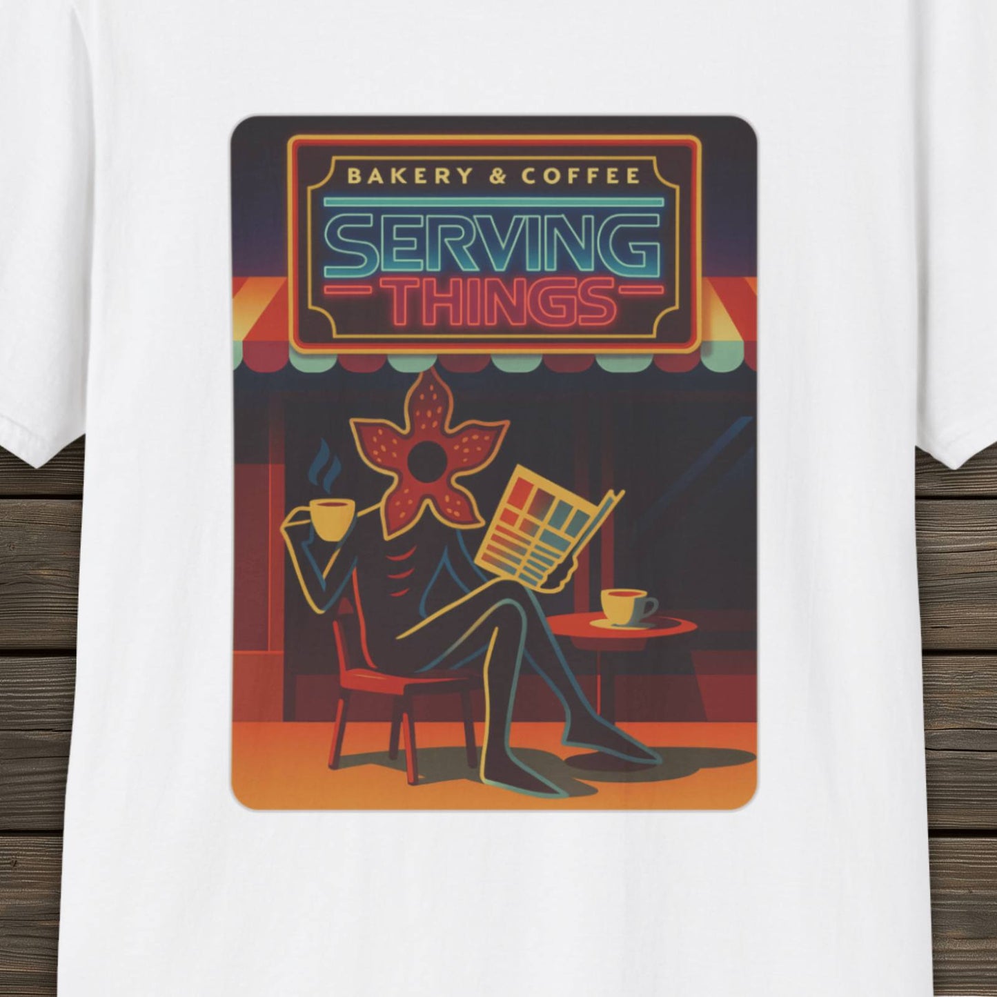 Serving Things - Stranger Things Inspired Unisex Softstyle T-Shirt, TV show T-Shirt, Fan-Made, Trendy, Graphic Tee, Retro Style,