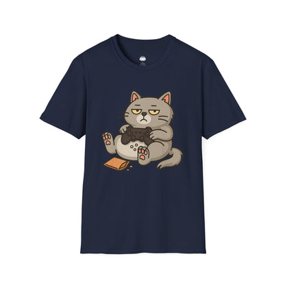 Lazy gamer cat (grey) - Gaming Lifestyle T-Shirt