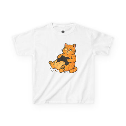 Lazy Gamer Cat – Kids Funny Gaming T-Shirt 🐱🎮