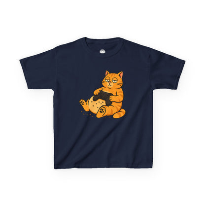 Lazy Gamer Cat – Kids Funny Gaming T-Shirt 🐱🎮