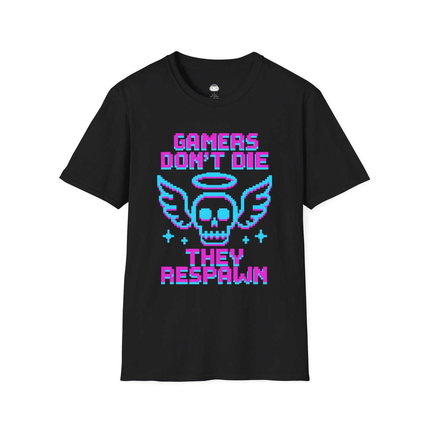 Gamers dont die they respawn 8bit neon - Gaming Lifestyle T-Shirt