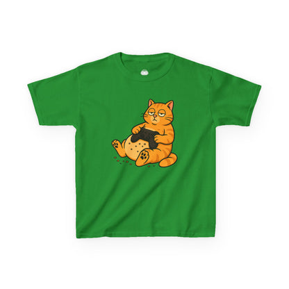Lazy Gamer Cat – Kids Funny Gaming T-Shirt 🐱🎮