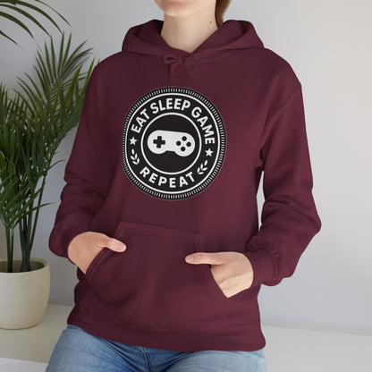 Eat Sleep Game Repeat – Classic Gamer Hoodie 🎮