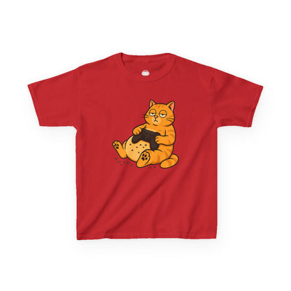 Lazy Gamer Cat – Kids Funny Gaming T-Shirt 🐱🎮