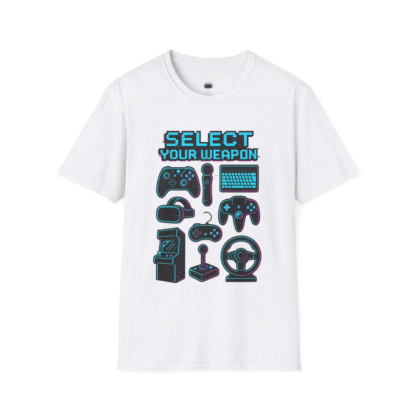 Select Your Weapon – Neon Glitch Gamer T-Shirt - Gaming Lifestyle T-Shirt
